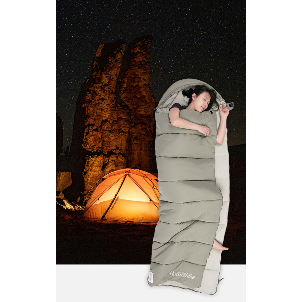 Спальник з капюшоном Naturehike M180 NH20MSD02, правий, сірий