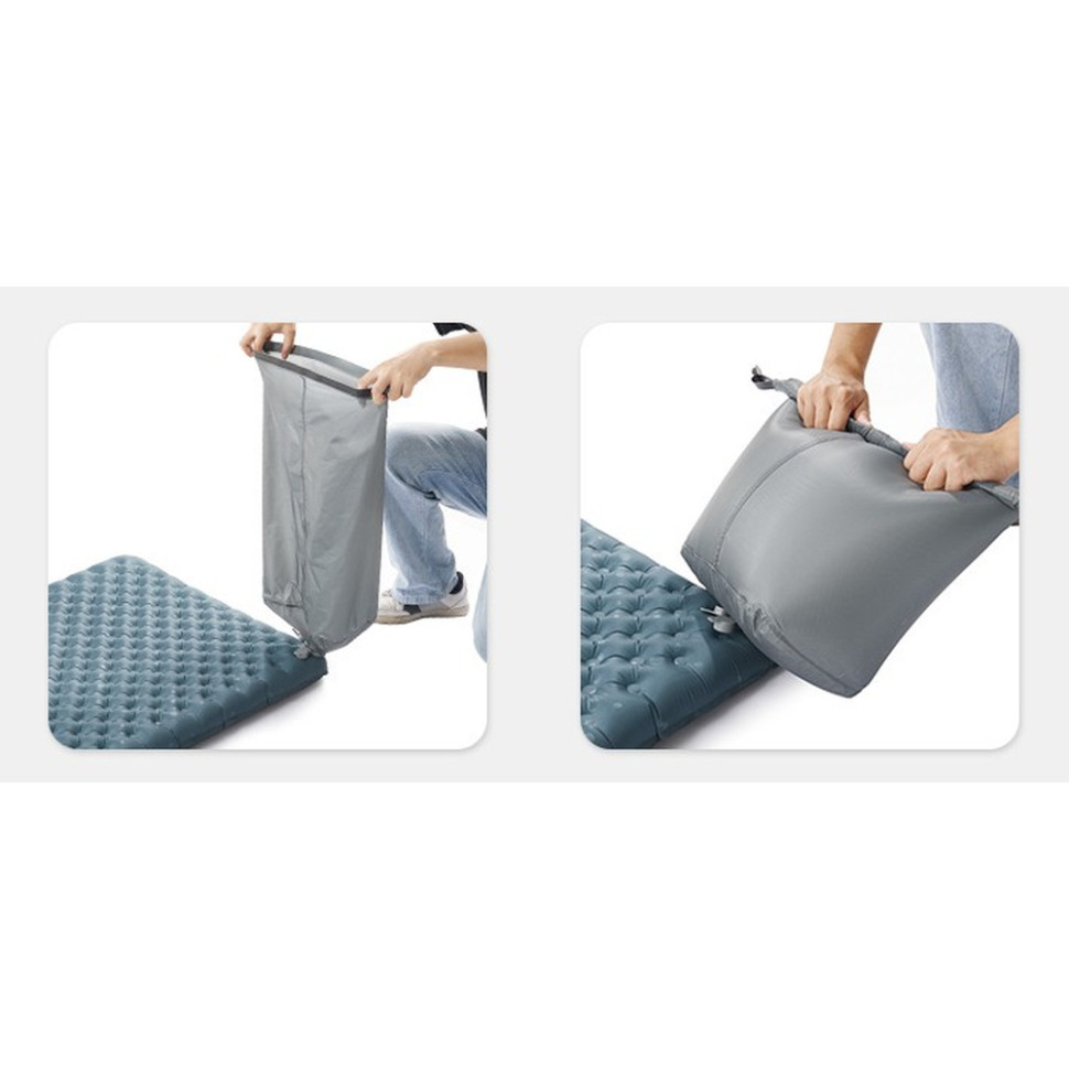 Матрац туристичний надувний одномісний Naturehike CNH22DZ018, надлегкий, 183х58х7 см, сірий, для туризму із мішком для надування