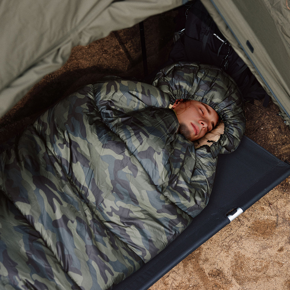 Спальний мішок з капюшоном Naturehike M320 CNK2350WS023, зелений камуфляж, лівий