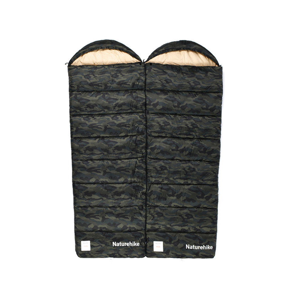 Спальний мішок з капюшоном Naturehike M320 CNK2350WS023, зелений камуфляж, правий