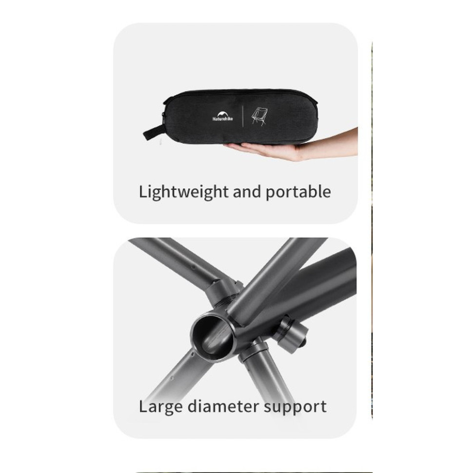 Стілець складаний ультралегкий Naturehike CNK2450JJ015 Stellaluna L04, розмір L, алюміній, сірий