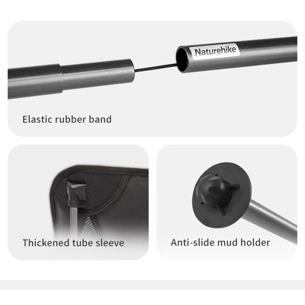 Стілець складаний ультралегкий Naturehike CNK2450JJ015 Stellaluna L04, розмір L, алюміній, сірий