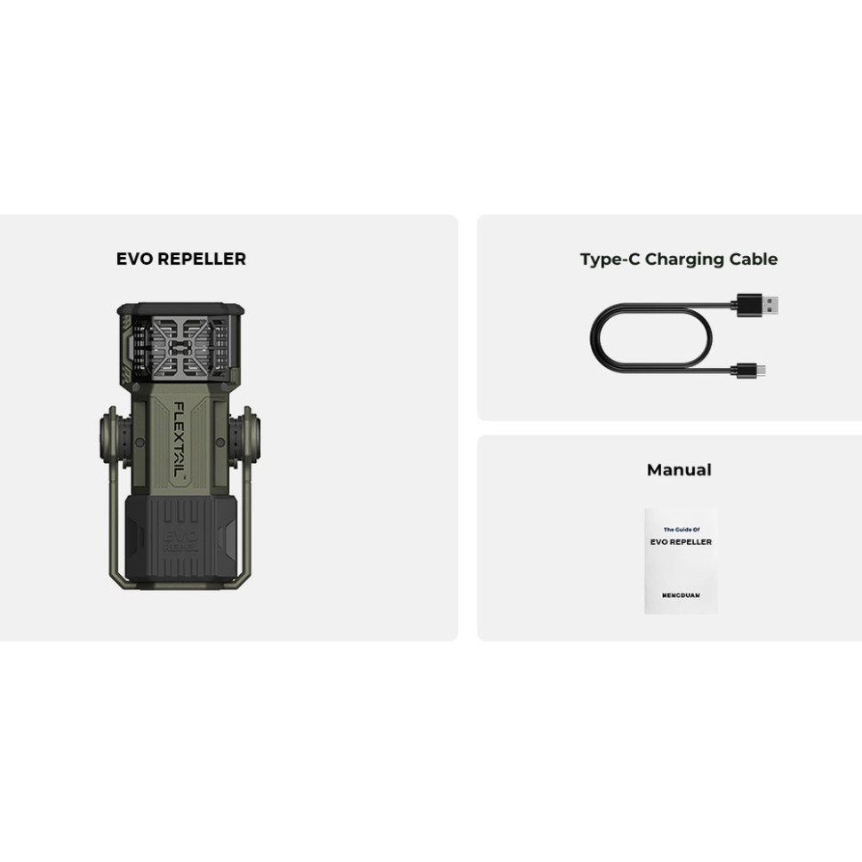 Фумігатор-ліхтар-powerbank кемпінговий Flextail Evo Repel, чорний