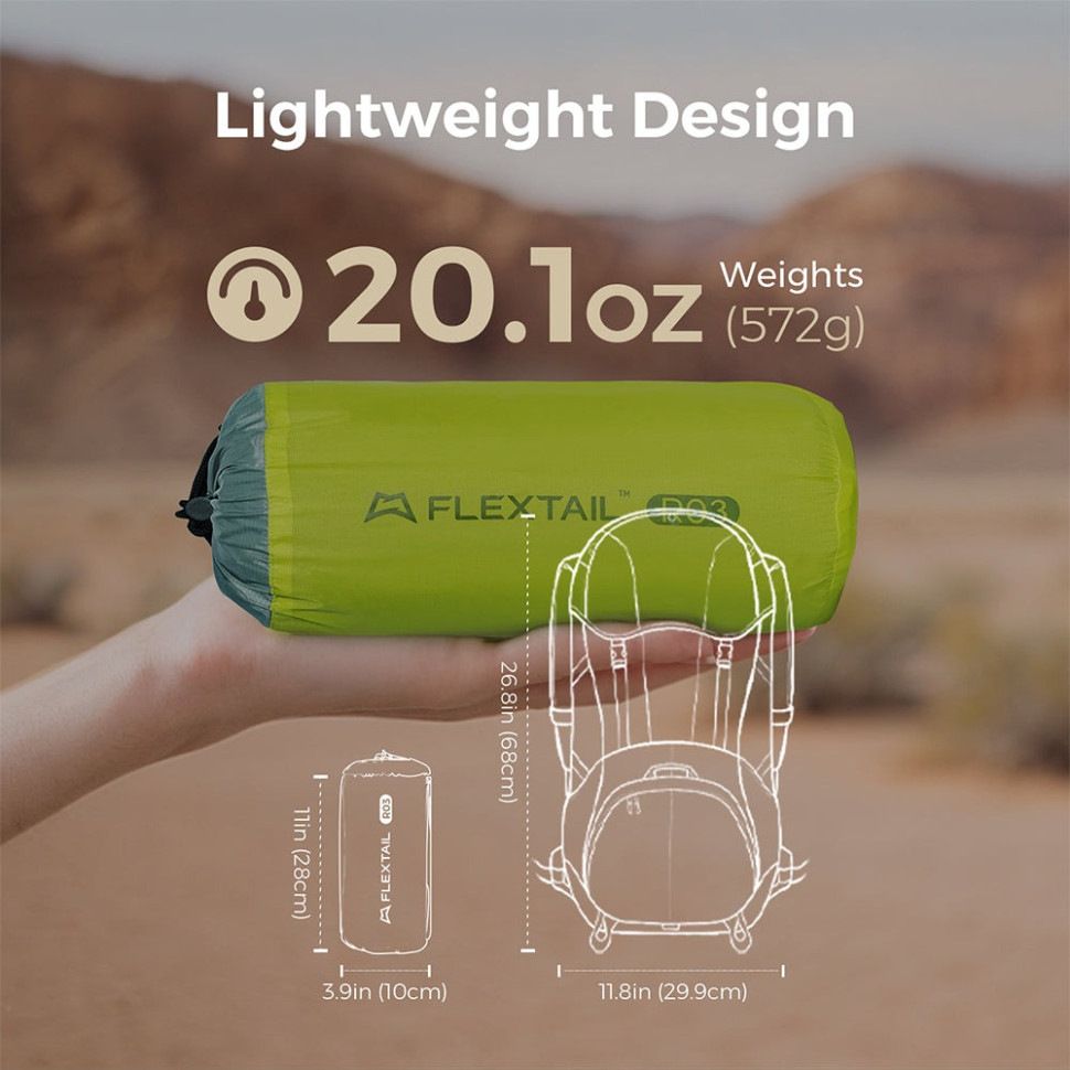Килимок самонадувний Flextail Tiny Slleeping Pad R03 AVS, зелений