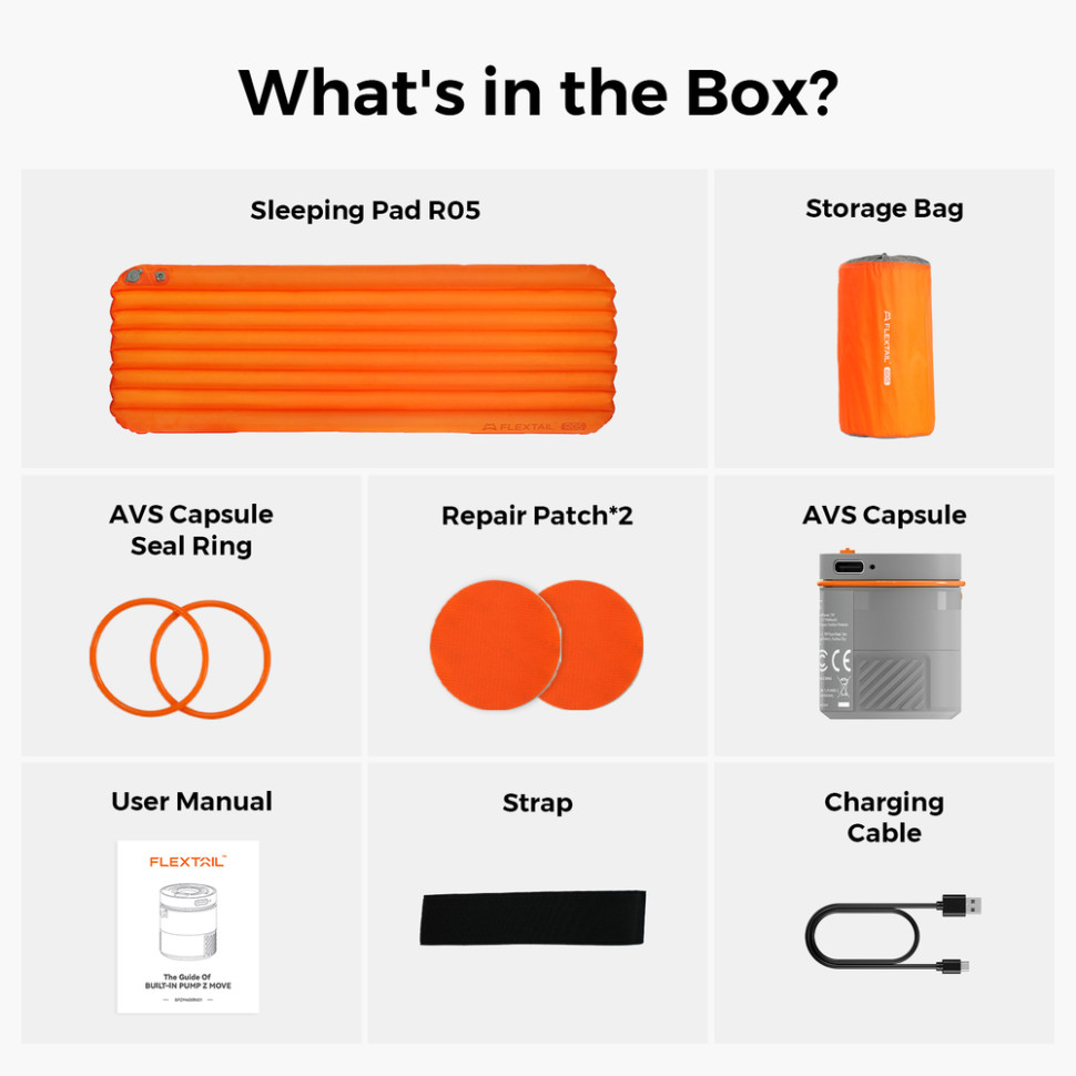 Килимок самонадувний Flextail Tiny Slleeping Pad R05 AVS, помаранчевий