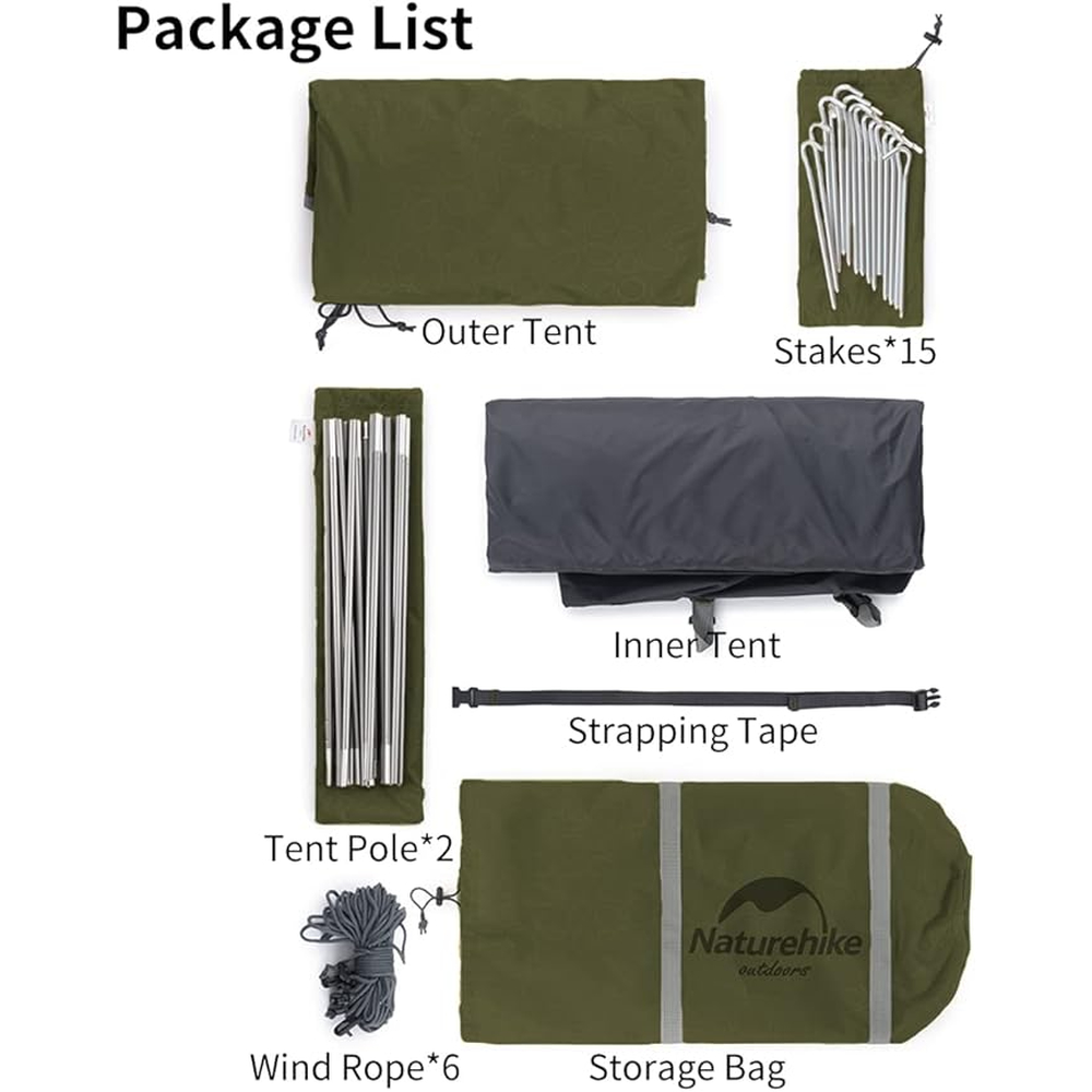 Намет тримісний Naturehike P-Series CNK2300ZP028, темний оливковий