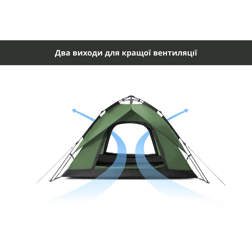 Намет чотиримісний автоматичний Naturehike NH21ZP008, темно-зелений