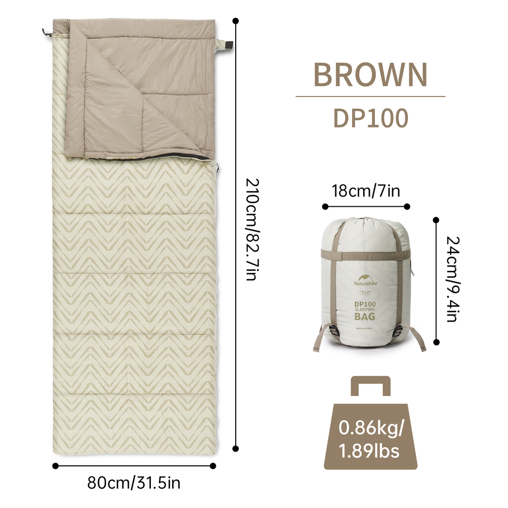 Спальний мішок Naturehike DP100 CNK2300SD012, бежевий