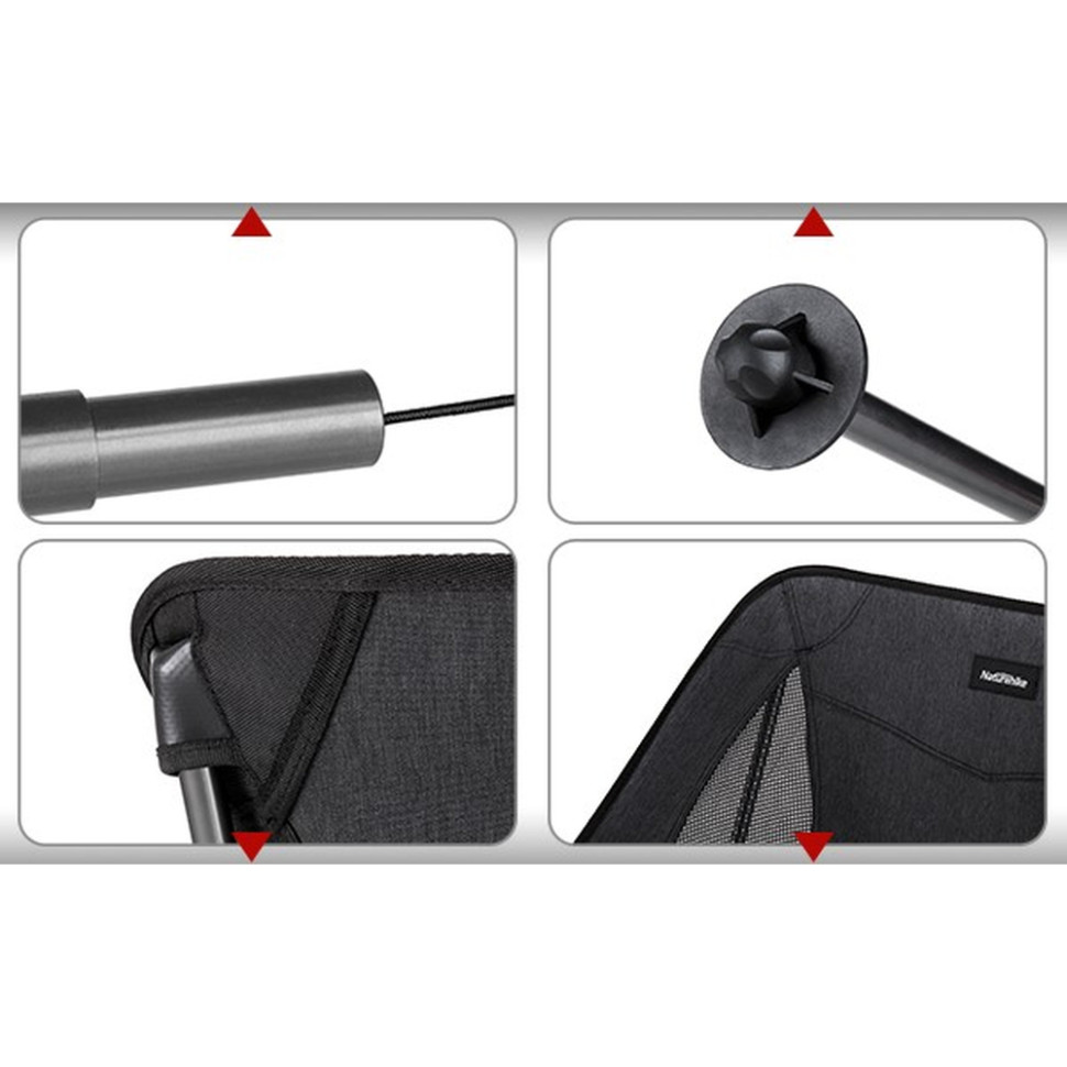 Стілець складаний Naturehike Stellaluna L04 CNK2450JJ015, розмір M, алюміній, чорний