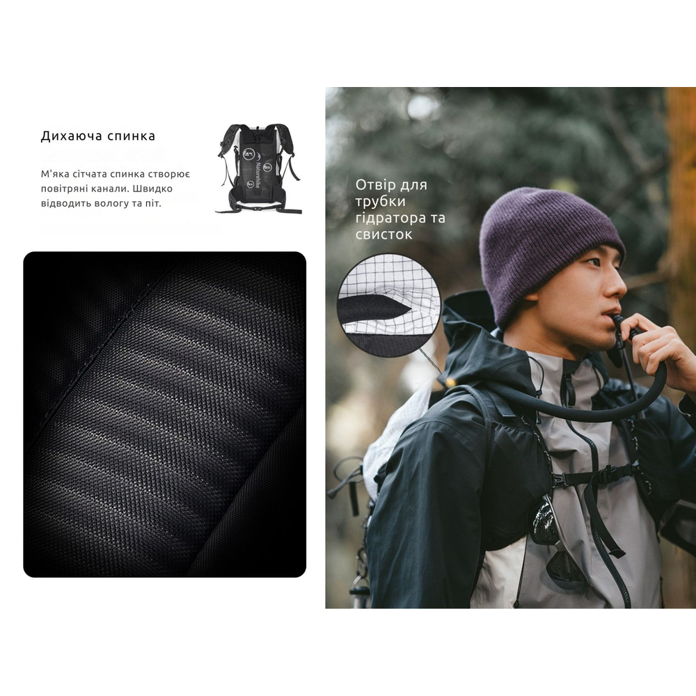 Рюкзак туристичний Naturehike Helium CNK2300016, 30+5 л, чорний