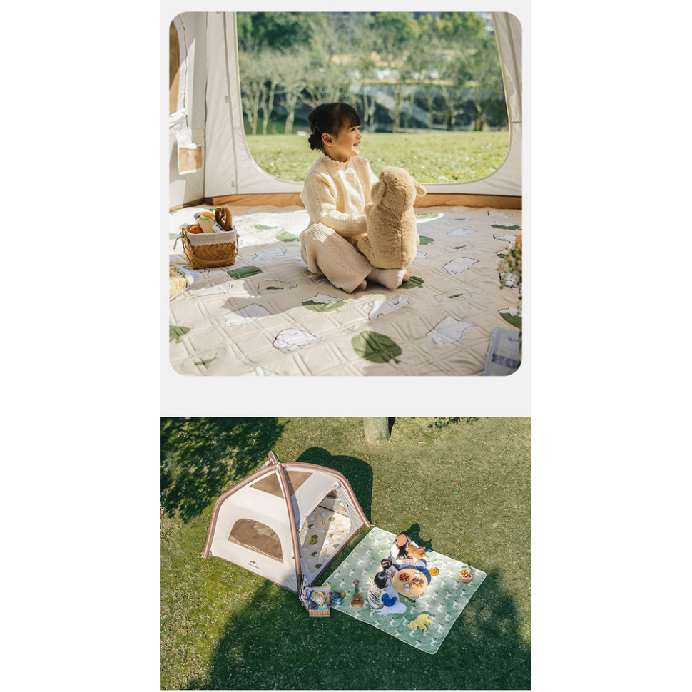 Килимок для пікніка водостійкий Naturehike CNK2350WS010, 210x240 см, світло-салатовий з принтом