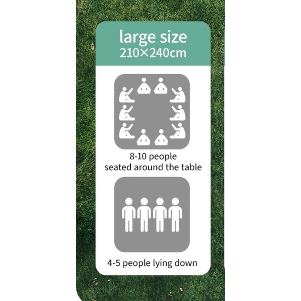 Килимок для пікніка водостійкий Naturehike CNK2350WS010, 210x240 см, бежевий з принтом