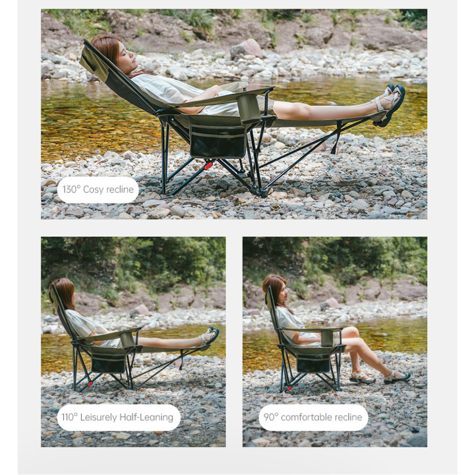 Крісло-шезлонг складане Naturehike CNK2550JJ023 Nightfall T05, сталь, оливкове