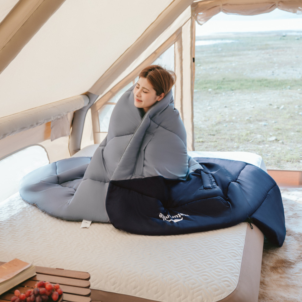 Спальник з капюшоном Naturehike Sunny Day PL02 U250 CNK2550WS028, (8,5°C), лівий, блакитно-синій