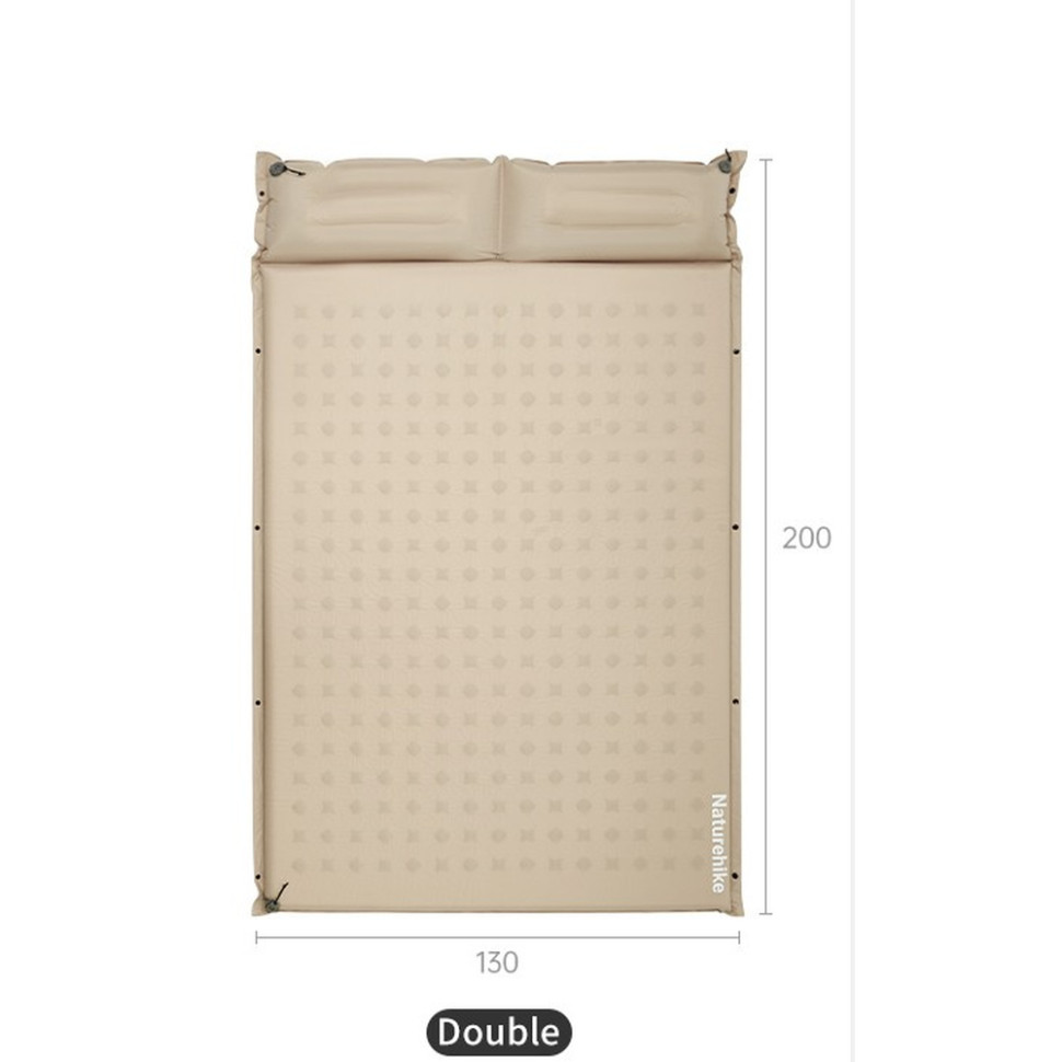 Матрац туристичний із подушкою, самонадувний двомісний  Naturehike CNK2550WS025, вологостійкий, 200 х 130 х 6 см, зелений