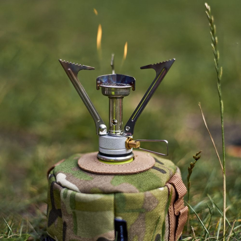 Набір Газовий пальник BRS-1 складний + Газовий балон різьбовий бутановий Quest, 450гр