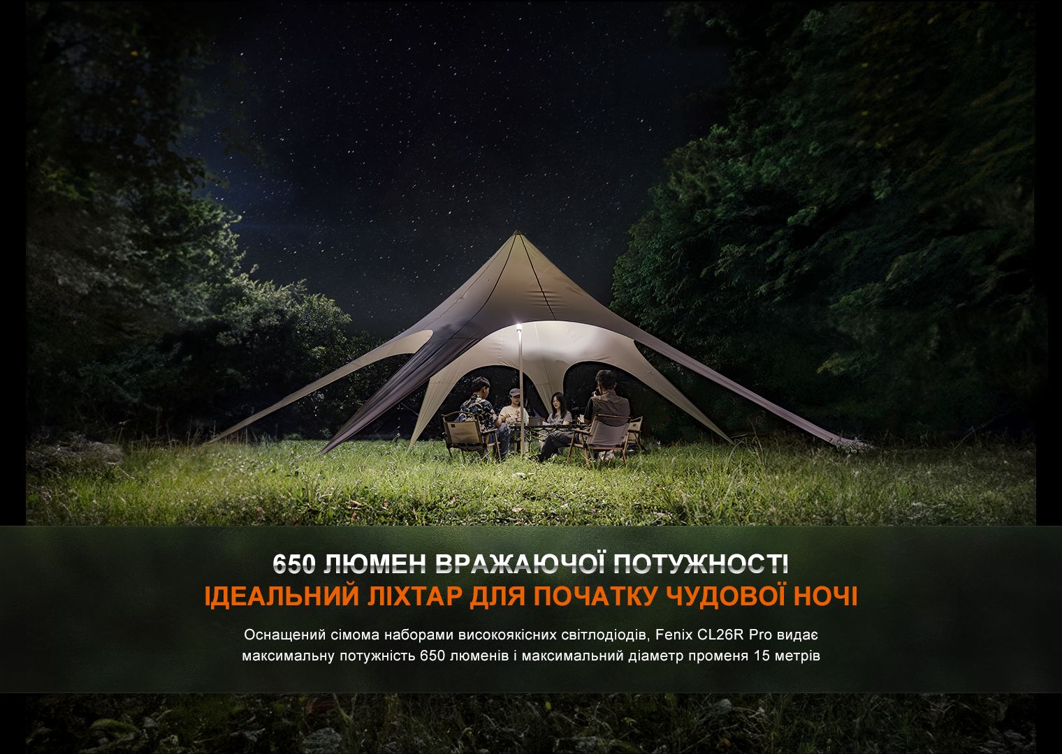 Ліхтар кемпінговий Fenix CL26R Pro, сірий камуфляж