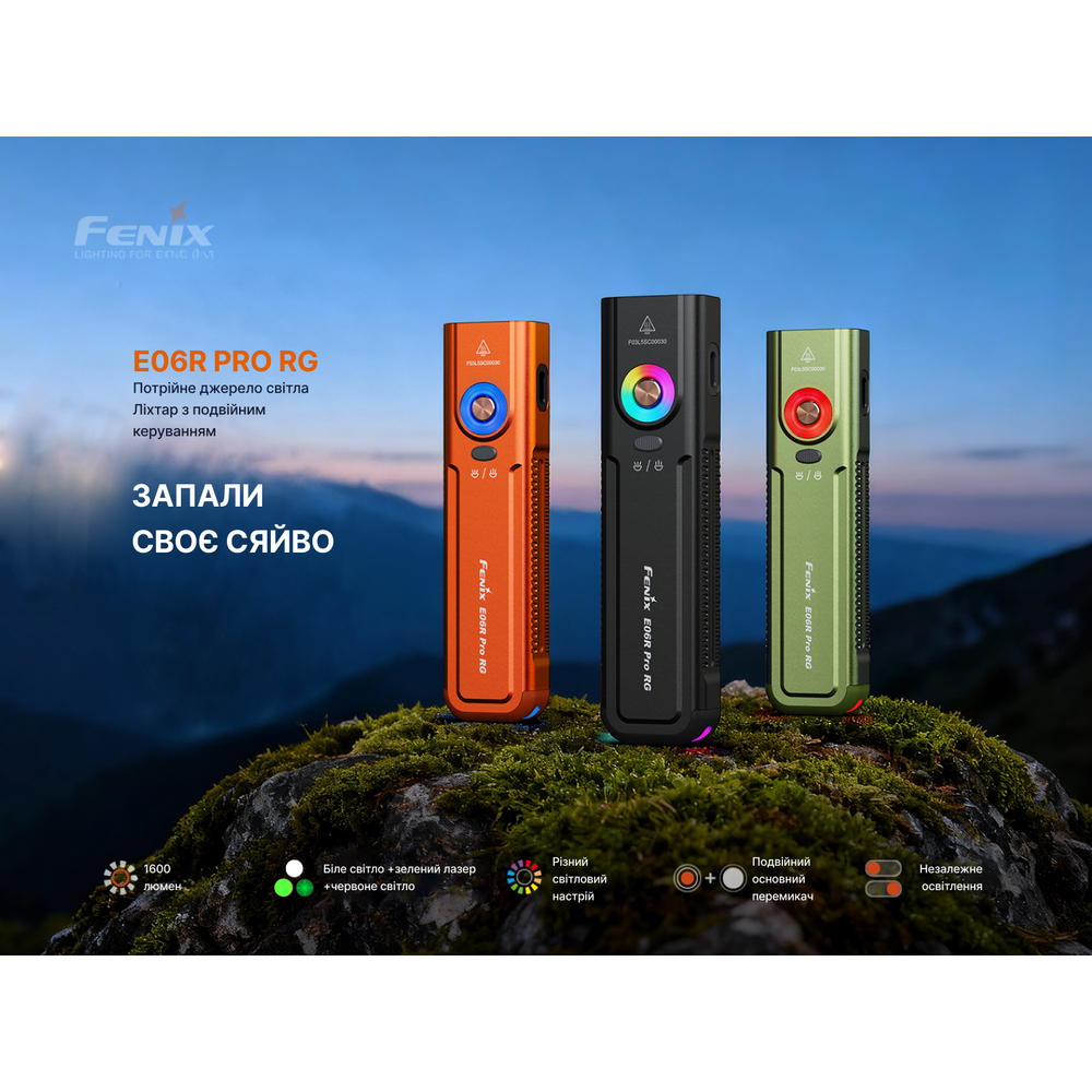 Ліхтар наключний Fenix E06R PRO RG, помаранчевий