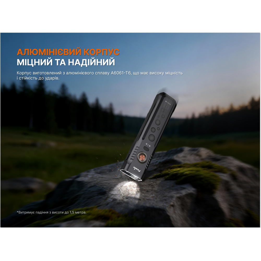 Ліхтар наключний Fenix E08R UE, чорний