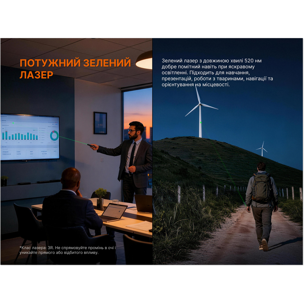 Ліхтар наключний Fenix E08R UE, зелений