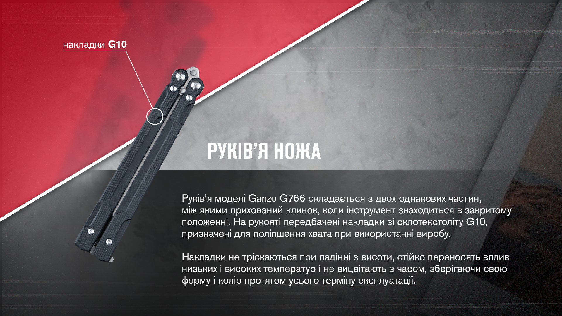 Нiж-метелик (балiсонг) Ganzo G766-BK