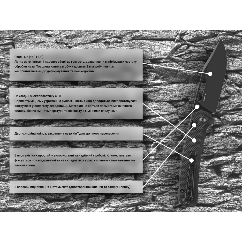 Нiж складаний Ganzo G768PT-BK чорний клинок