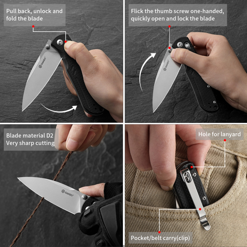 Ніж складаний Ganzo G771-BK чорний