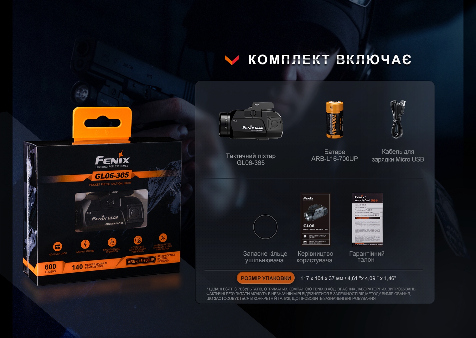 Ліхтар до пістолета Fenix GL06-365