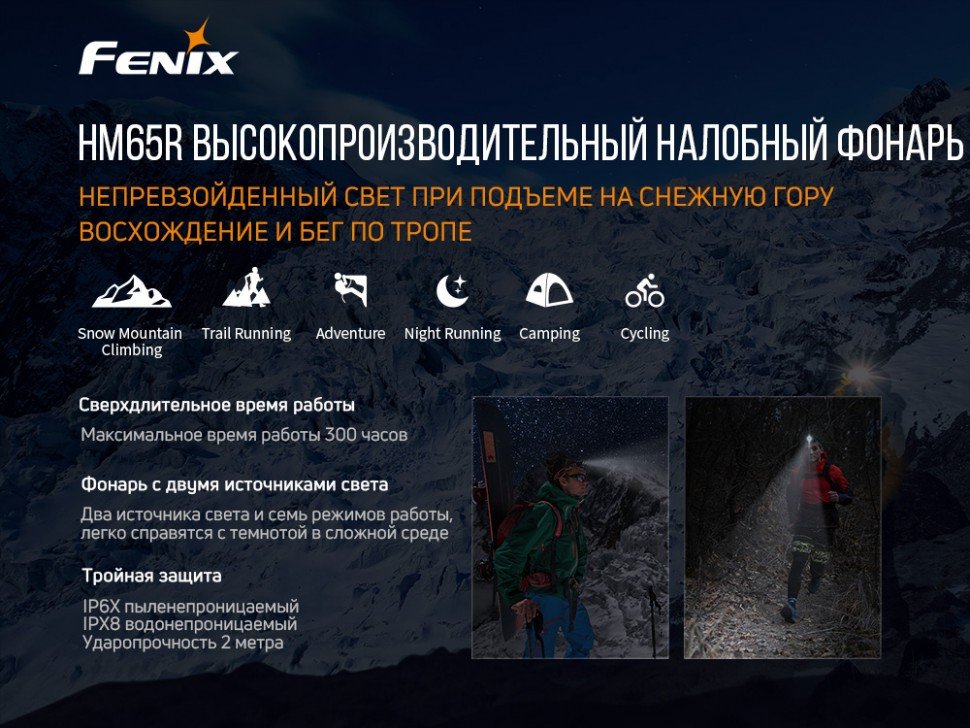 Ліхтар налобний Fenix HM65R + Ліхтар універсальний Fenix E-LITE