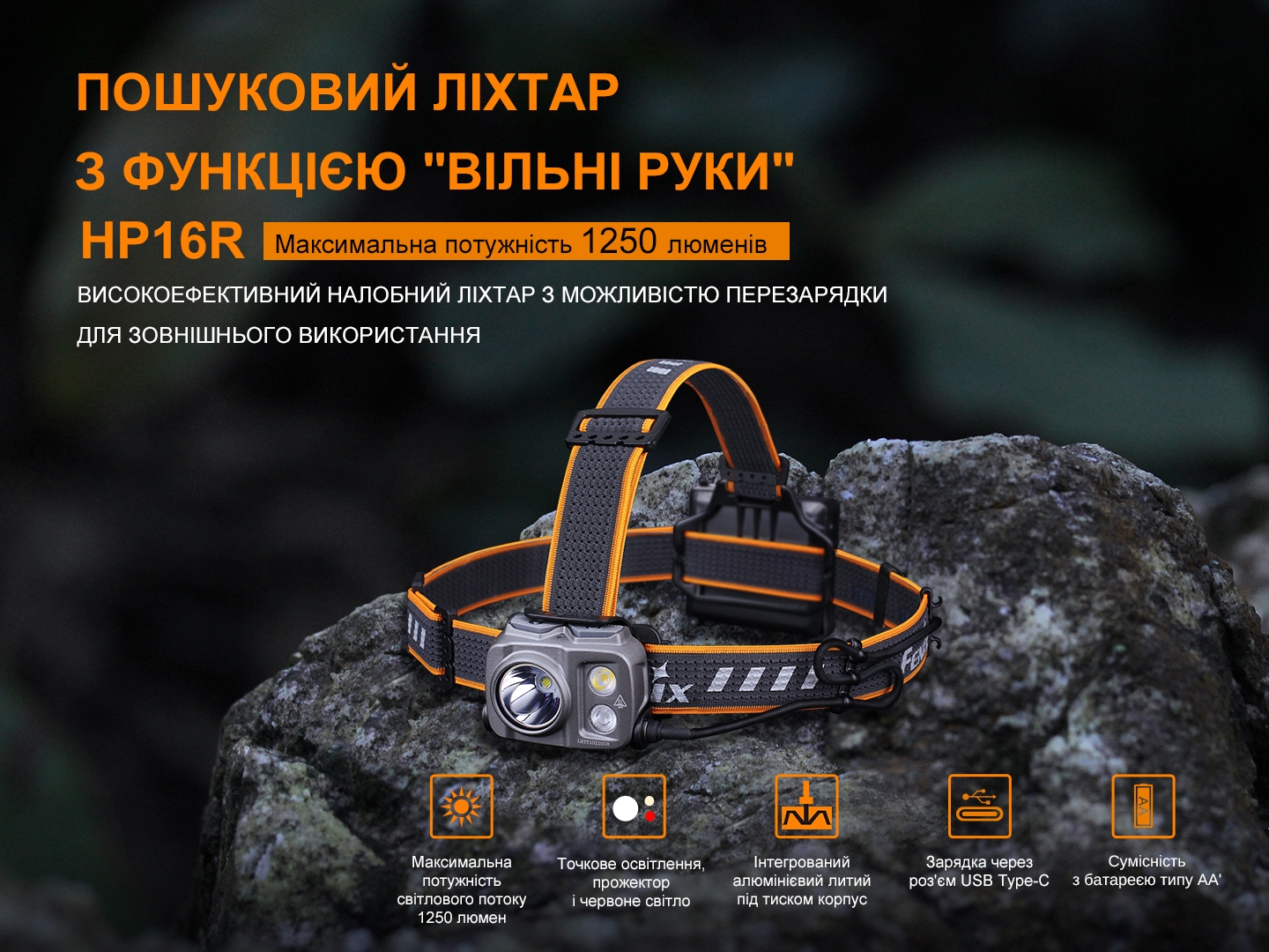 Ліхтар налобний Fenix HP16R