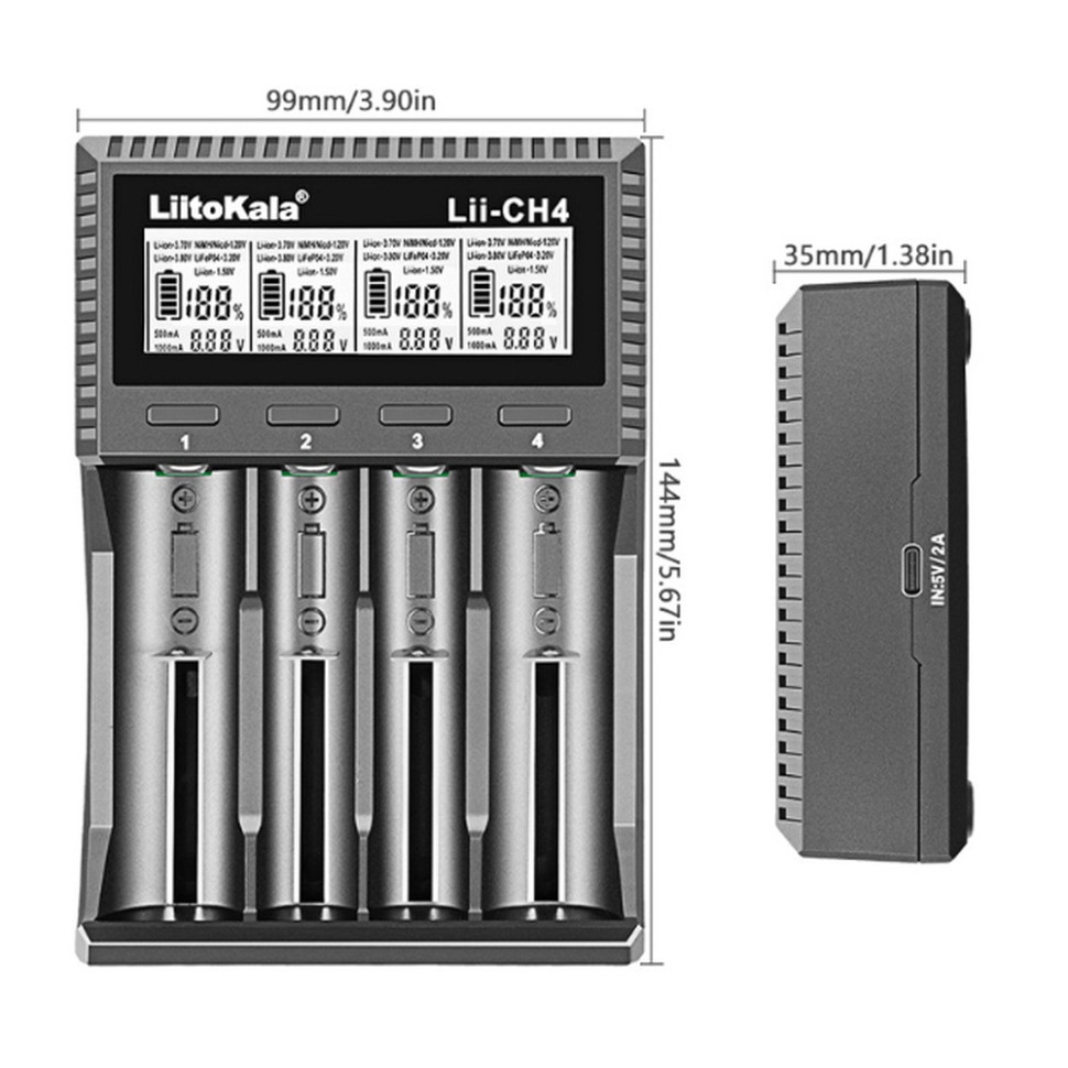 Універсальний  зарядний пристрій LiitoKala Lii-CH4 5V 2A на 4 канали