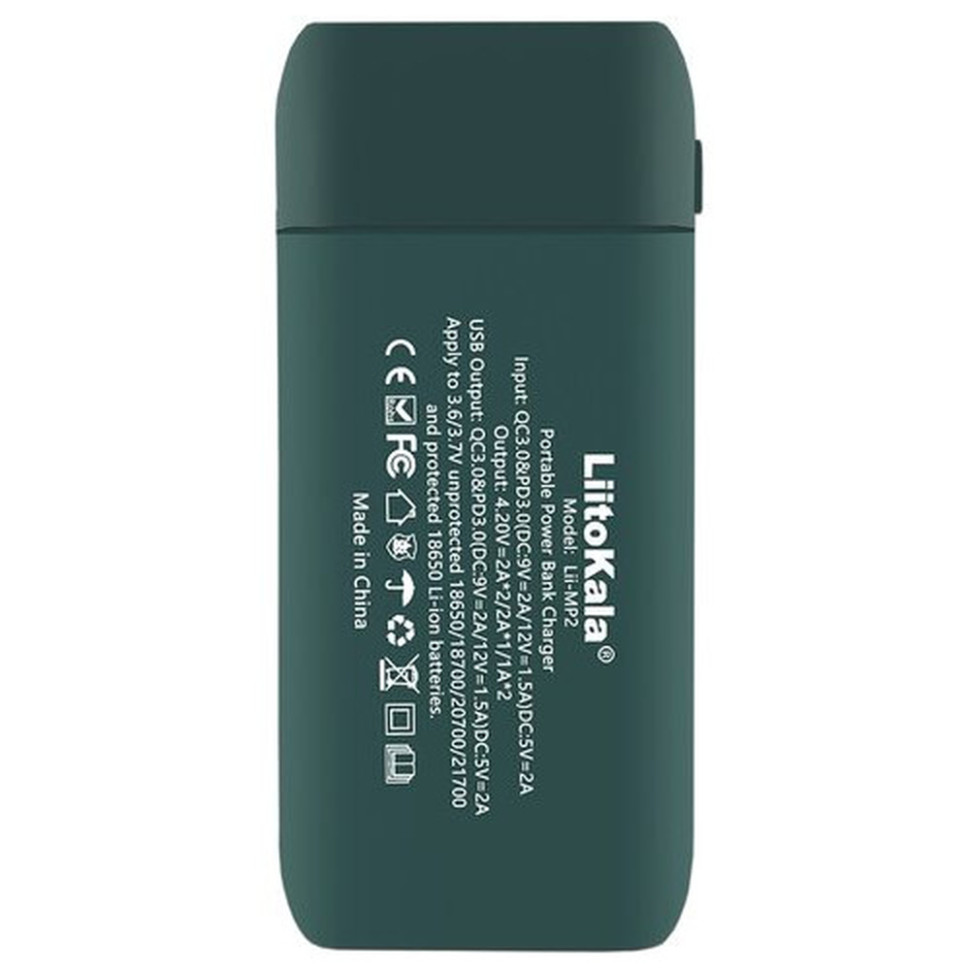 Зарядний пристрій-павербанк LiitoKala Lii-MP2  на 2 канали для акумуляторів, зелений