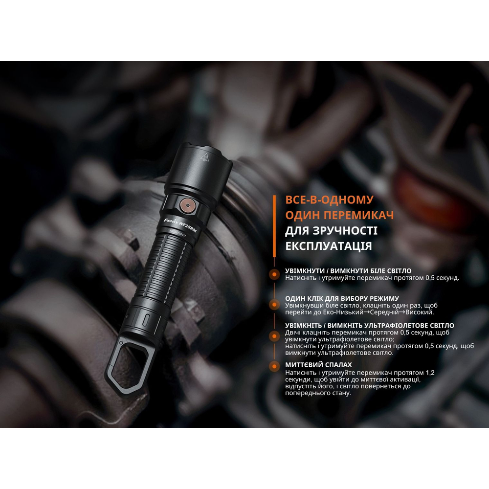 Ліхтар професійний Fenix WF25RM з магнітною зарядкою