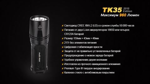 Фонарь Fenix TK35 (2015 Edition) Cree XM-L2 (U2) LED