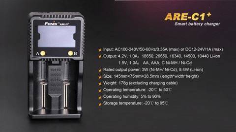 Зарядное устройство Fenix ARE-C1+ (26650, 18650, 16340, 14500, 10440, AA, AAA, C)