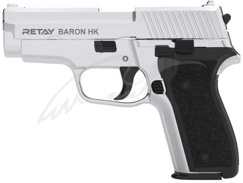 Пистолет стартовый Retay Baron HK кал. 9 мм. Цвет - nickel.