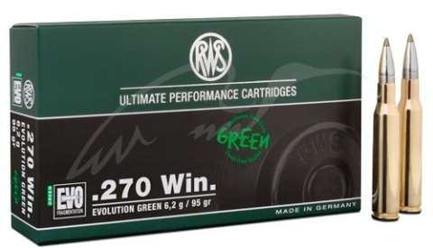 Патрон RWS кал. 270 пуля EVO Green масса 6,2 г/95 гран