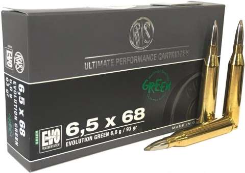 Патрон RWS кал. 6,5х68 пуля EVO Green масса 6 г/92 гран