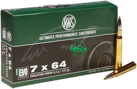Патрон RWS кал. 7x64 пуля EVO Green масса 8,2 г/127 гран