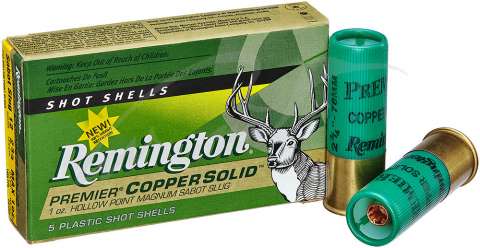 Патрон Remington Premier кал.12/70 пуля Copper Solid масса 28,4 грамма/ 1 унция. Нач. скорость 442 м/с.