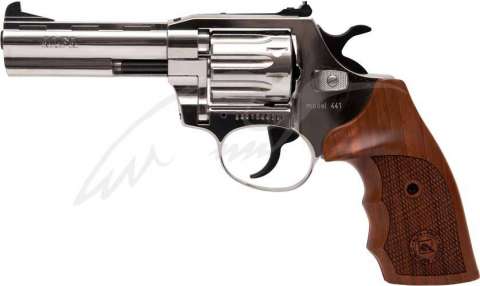 Револьвер флобера Alfa mod.441 4" Никель. Рукоять №2. Материал рукояти - дерево