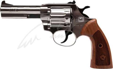Револьвер флобера Alfa mod.441 4" Никель. Рукоять №11. Материал рукояти - дерево