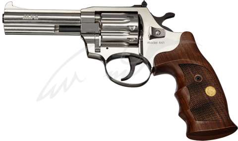 Револьвер флобера Alfa mod.441 4" Никель. Рукоять №9. Материал рукояти - дерево