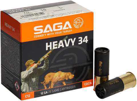 Патрон Saga HEAVY 34 кал. 12/70 дробь №1 (4.00 мм) навеска 34 г