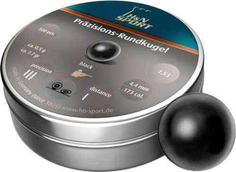 Пули пневматические H&N Rundkugel (черные). Кал. 4.5 мм. Вес - 0.5 г