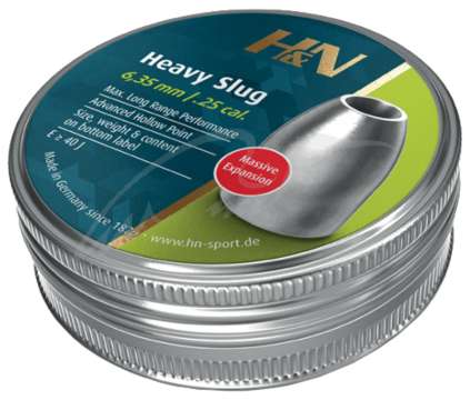 Пули пневматические H&N Slug HP Heavy кал. 6.35 мм. Вес - 2,59 г. 100 шт/уп