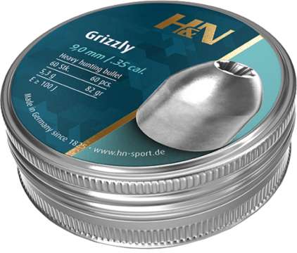 Пули пневматические H&N Grizzly. Кал. 9 мм. Вес - 5.3 г. 60 шт/уп