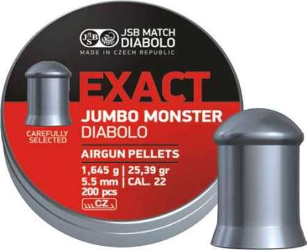 Пули пневматические JSB Diabolo Exact Jumbo Monster. Кал. 5.52 мм. Вес - 1.64 г. 200 шт/уп
