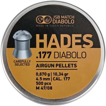 Пули пневматичсекие JSB Diabolo Hades. Кал - 4.5 мм. Вес - 0.670 г. 500 шт/уп