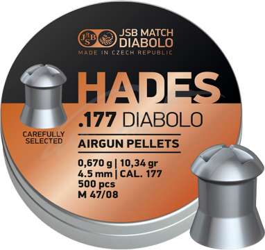 Пули пневматические JSB Diablo Hades. Кал. 4.5 мм. Вес - 0.67 гр. 500 шт/уп